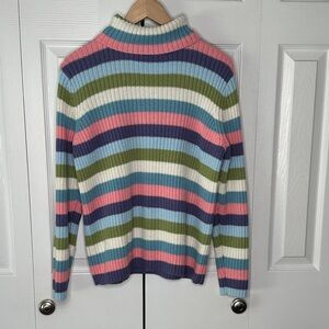 Field Gear Women's Medium Turtleneck Multicolor Striped Sweater NWOT